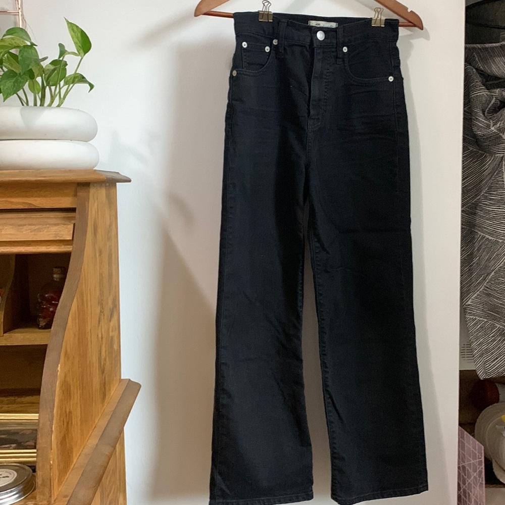 Madewell Slim Wideleg Crop Black Denim Jeans